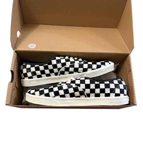 NEW Vans Authentic Lowpro Embroidered Check Black and White Checker Shoes - Picture 2 of 7